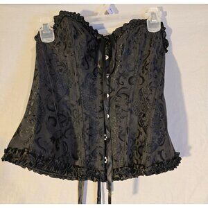 Black Lacy Womens Lace Up Corset Sexy Cosplay Costume Renassiance Size XL 1X